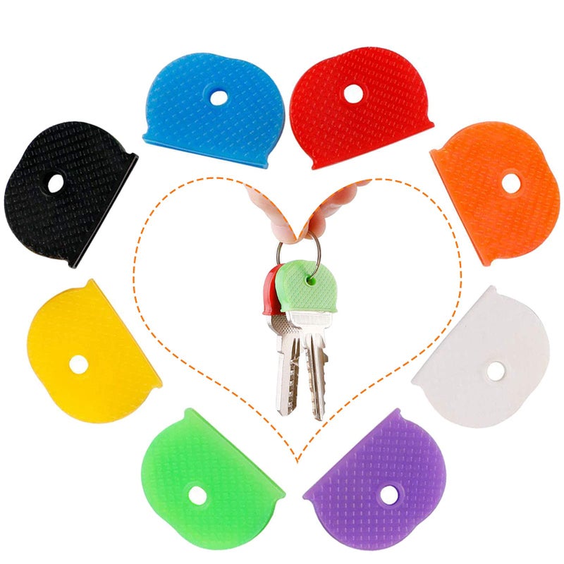 Oubaka 24Pcs Key Caps Tags Covers,Plastic Identifier Key Rings Label ID with Assorted Colors for Identify Your Key - Image 1